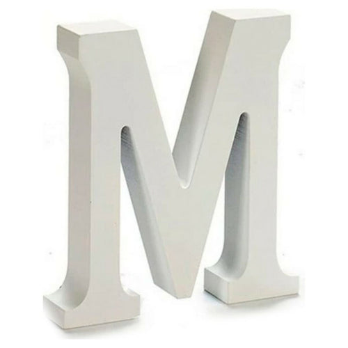 Buchstabe M Weiß Holz 16 x 14,5 cm